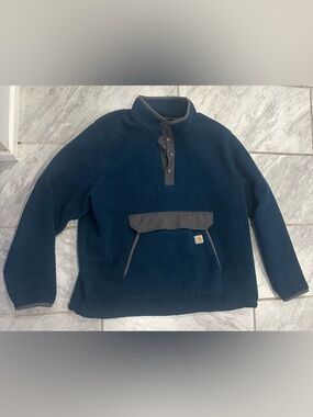 Carhartt Womens Fleece Pullover Sweater Green Size 2XL Tall Relaxed Fit